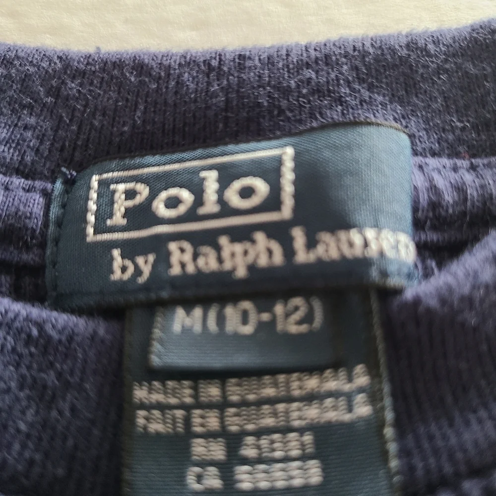 Polo Ralph Lauren Navy Long Sleeve Shirt Waffle Knit Kids Sz.10-12